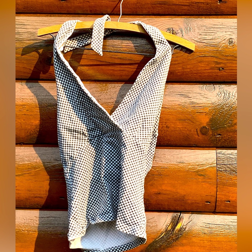 ⚓️ HALTER  TOP Vintage Energie Black & White  CHECKS  100% COTTON NVC